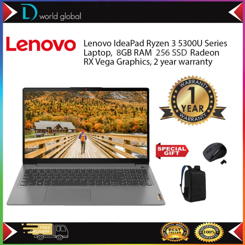 Lenovo V15 15.6' FHD AMD Ryzen 3 5300U 8Go RAM DDR4 256Go SSD Win