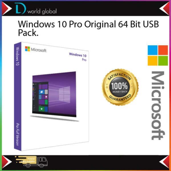 Windows 10 Pro Original 64 Bit USB Pack.