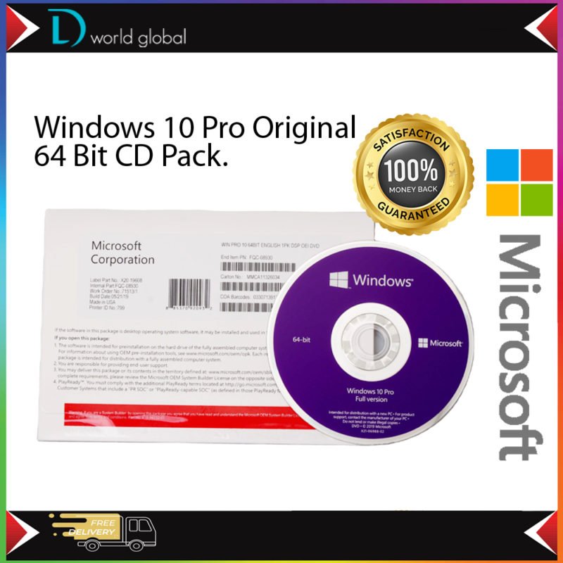 Microsoft Windows 10 pro 64-bit (full box pack) : : Software